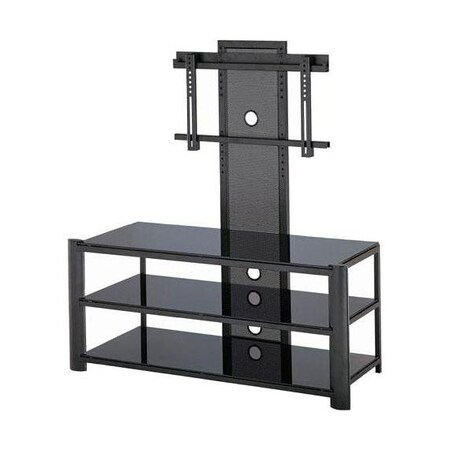 Lite Source Black 3 Tier Tv Stand Black Black Glass From The Burly Collection LSH-5612BLK